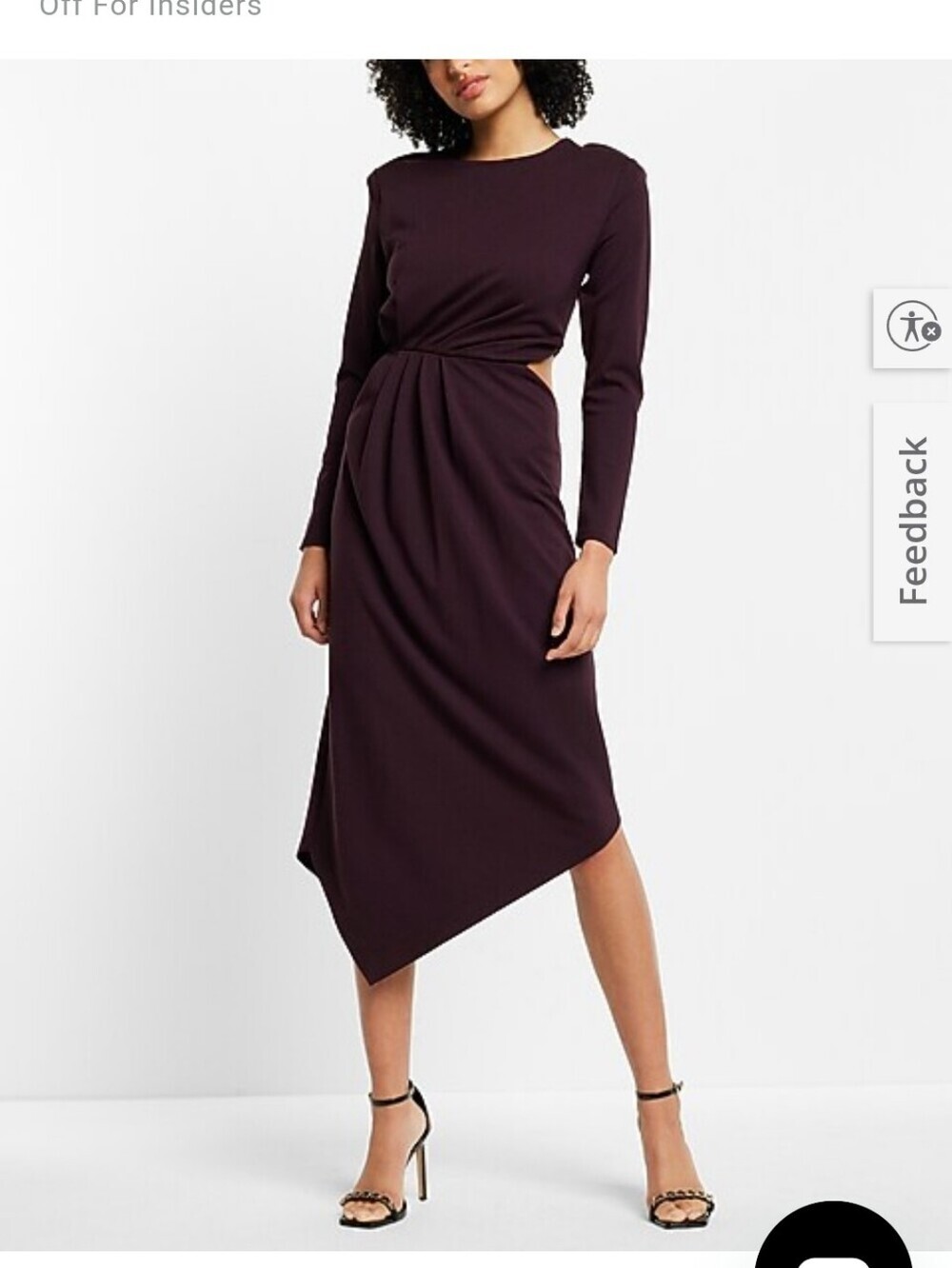 Express Long-Sleeve  Asymmetric Cut Out  Dress - Plum NWT